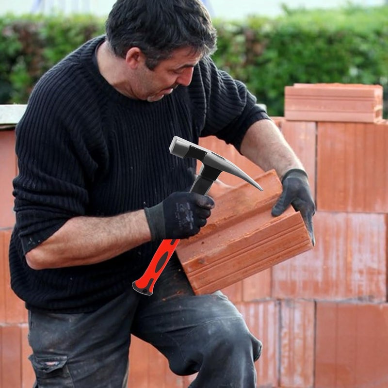 DESHIL Bricklayer's Hammer Mason's Hammer - 16 oz Masonry Tool with Forged Steel Construction & Shock-Absorbing Grip - Image 5
